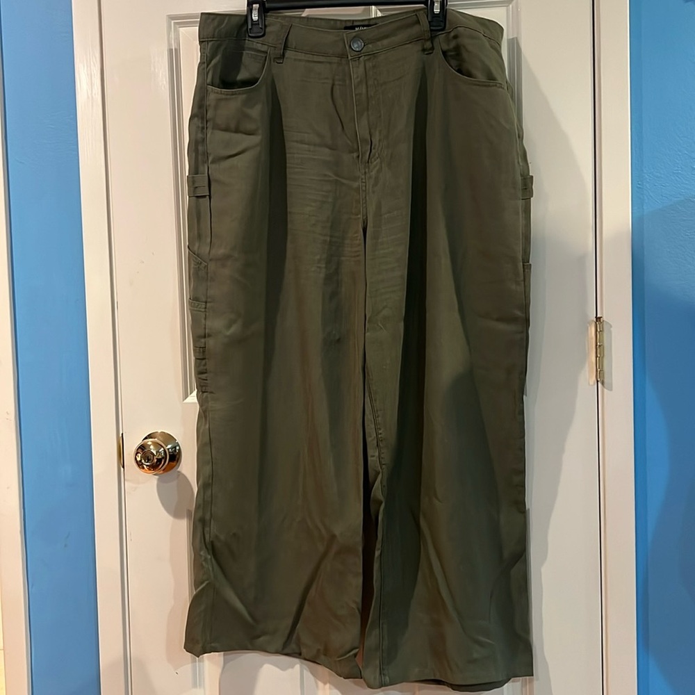 Kut sienna utility pant wide leg size 16 olive camo green